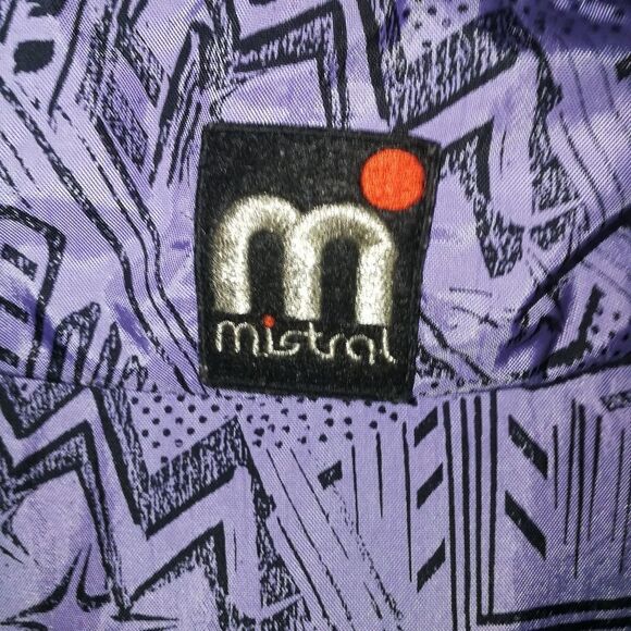 VINTAGE MISTRAL Purple & Black Abstract Comic Oversized Rain Coat Size Large - Picture 10 of 16